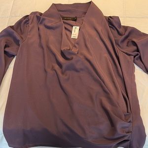 NWT - purple 3/4 sleeved blouse with side rouge detail